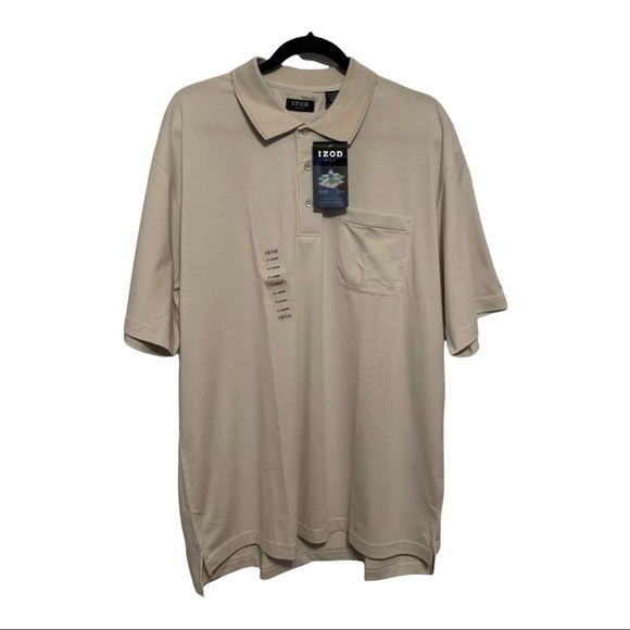 IZOD Golf Polo Shirt, Beige, Pima-Cool, Cotton, XL - Picture 1 of 3